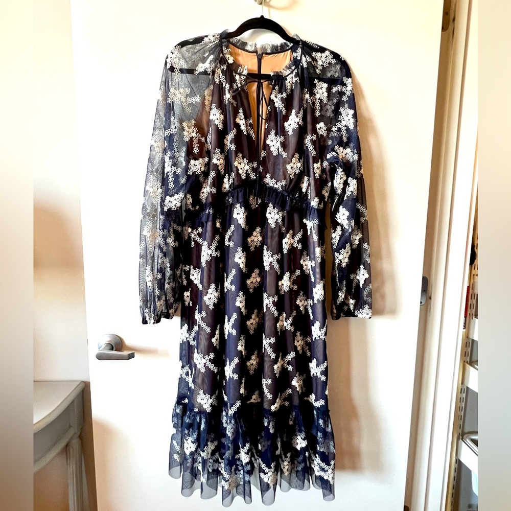 BCBG Navy Lace Midi Dress